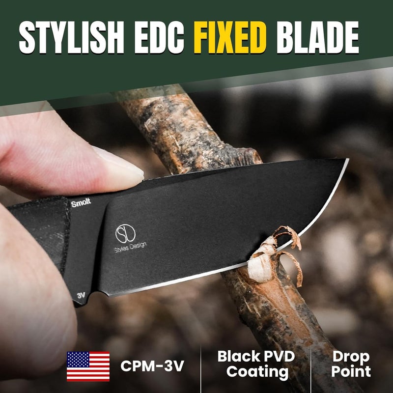 KIZER سكين سمولت الثابتة، 2.93 إنش من فولاذ 3V، سكين جيب بنقطة إسقاط، سكاكين ثابتة للتخييم مع غمد، مقبض G10 وميكارا، سكين EDC صغير للرجال والنساء للاستخدام الخارجي والداخلي 1063A2 - Image 2